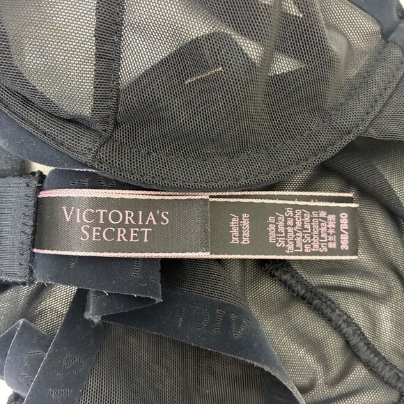 Victorias Secret Black Sheer Mesh Underwire Bralette 36B - Picture 6 of 7